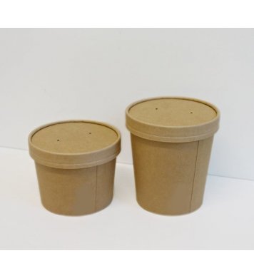 Kelímek kraft na polévku 350ml a víčko (50ks) Leone 3