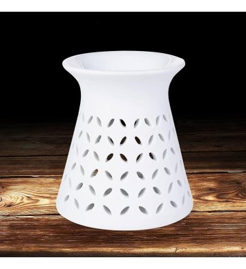 Keramická aromalampa s dekorem - matná bílá