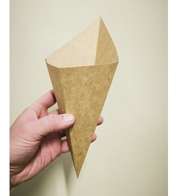 Papírový Kornout na hranolky 150g Kraft nepromastitelný (100ks)