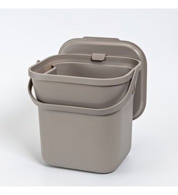 Koš na bioodpad s vložkou 6l - taupe Plastia