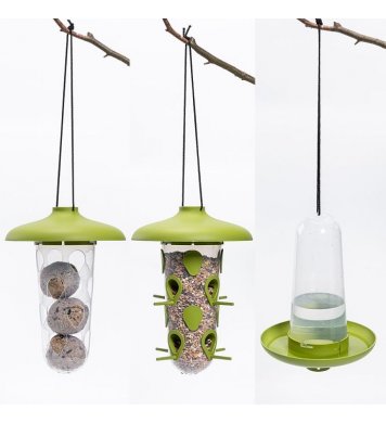 Krmítko a pítko 3v1 pro ptáky Robin - zelené Plastia