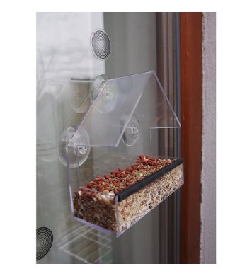 Krmítko domeček na okno s přísavkami do města