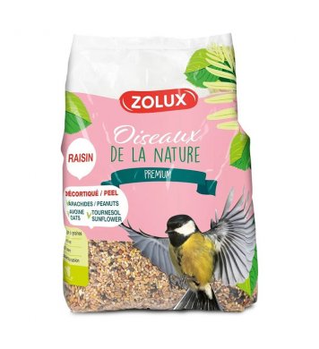 Bezslupkové krmivo pro ptáky Premium 2,5kg s ořechy a rozinkami Zolux