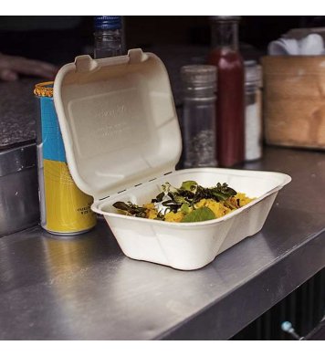 Menu box 1 sekce 600ml Natural - 18x13cm z cukrové třtiny (50ks) 2