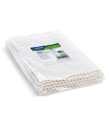 Papírová Bílá brčka Jumbo 8mm x 20cm (100ks) wimex 1