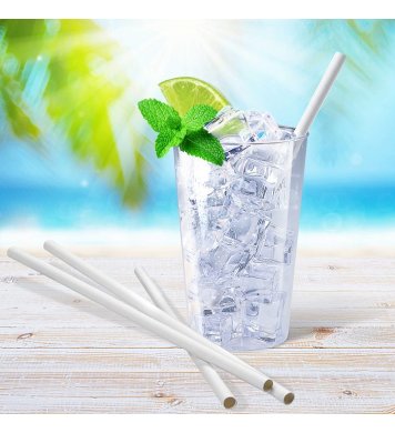 Papírová Bílá brčka Jumbo 8mm x 20cm (100ks) wimex 3