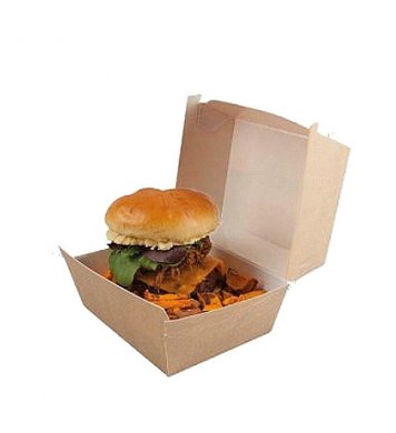 Papírová kraft krabička na burger 16x15x10cm (125ks) 3