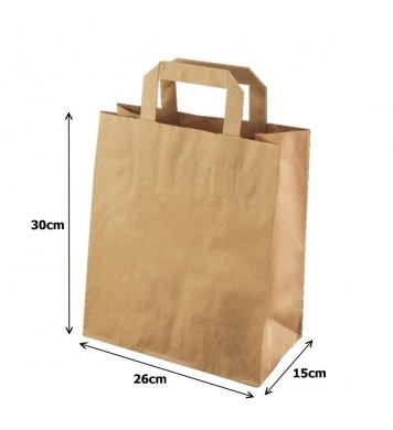 Papírová taška kraft recykl - 26x15x30cm (50ks)