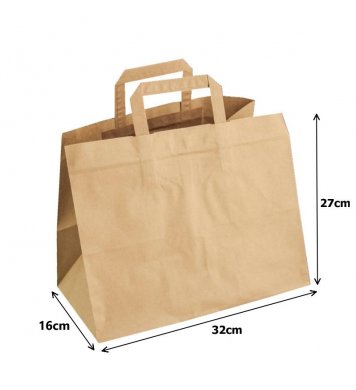 Papírová taška kraft recykl. - 32x16x27cm (50ks)