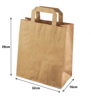 Papírová taška kraft recykl. - 32x16x39cm (250ks)