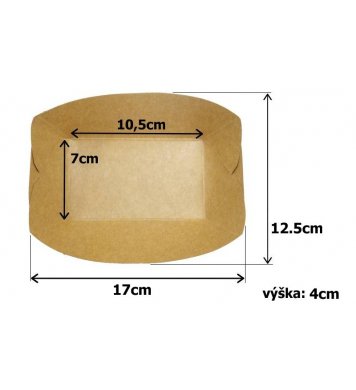 Papírový kraft tácek 17x12.5x4cm (250ks) 1