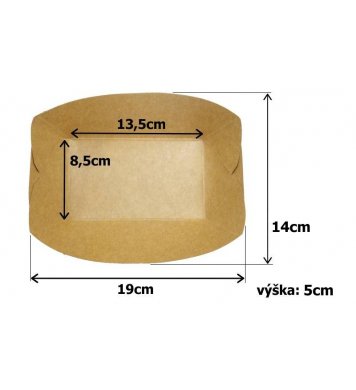 Papírový kraft tácek 19x14x5cm (250ks) 1
