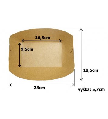 Papírový kraft tácek 23x19x6cm (250ks)
