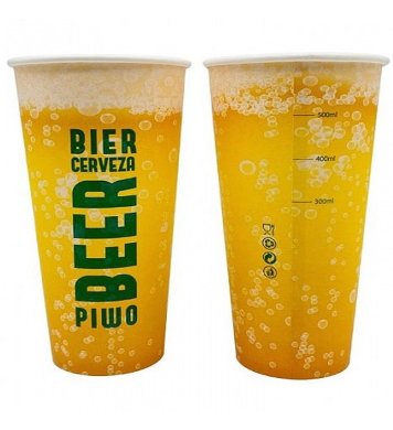 Papírový kelímek na pivo bez plastů 0,5l (50ks)