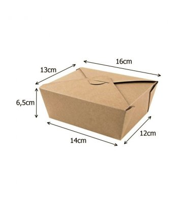 Jídelní jednorázový Papírový kraft box 1200ml - 16x13x6,5cm (200ks)