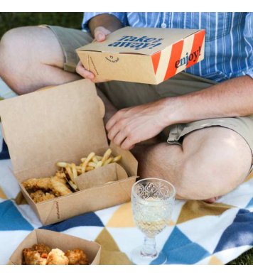 Jednorázový Papírový kraft box na jídlo 1900ml klasik (200ks)