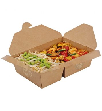 Papírový kraft box na jídlo 2-dílný 1200ml (50ks)