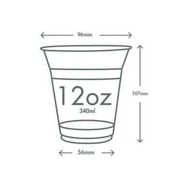 PLA Kelímek 340ml 96mm z bioplastu (50ks) Vegware