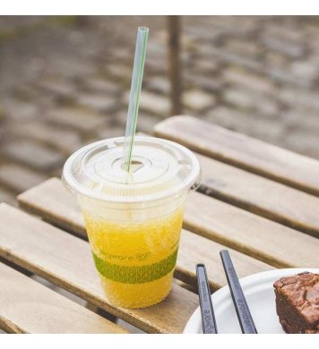  PLA 96mm Rovné víčko s otvorem z bioplastu (50ks) vegware