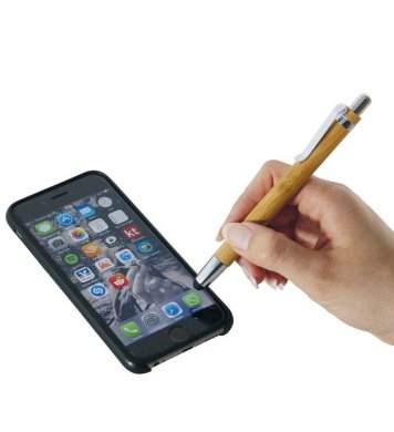 Psací sada z bambusového dřeva - pero se stylusem, mikrotužka 3