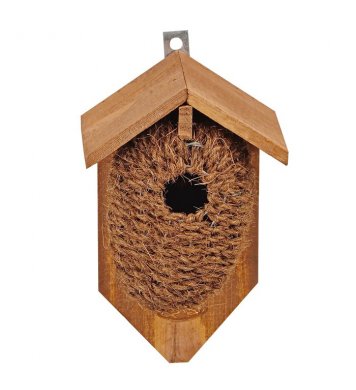 Ptačí budka z kokosových vláken s dřevěnou stříškou Esschert Design 5