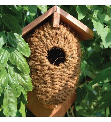 Ptačí budka z kokosových vláken s dřevěnou stříškou Esschert Design 2