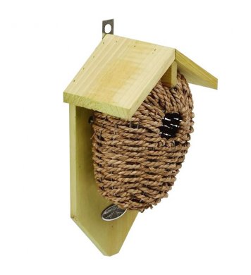 Ptačí budka z mořské trávy s dřevěnou stříškou Esschert Design 4