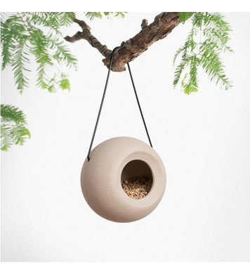Ptačí keramické krmítko Lisa - Béžová barva