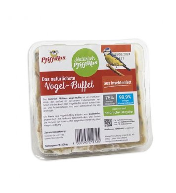 Ptačí koláč s hmyzím tukem a hmyzem 300g Pfiffikus