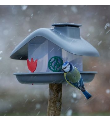 kvalitní plastové Ptačí krmítko Domek - antracit Plastia