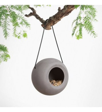 Ptačí keramické krmítko Lisa - Šedá barva