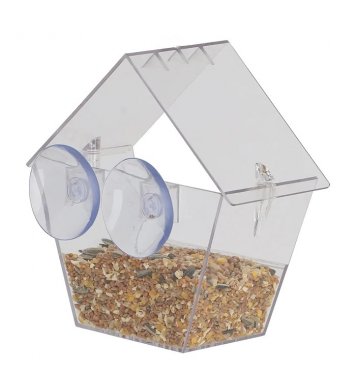 Ptačí krmítko na okno domek - transparentní Esschert Design 1