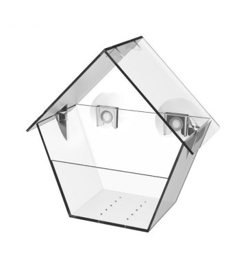 Ptačí krmítko na okno domek - transparentní