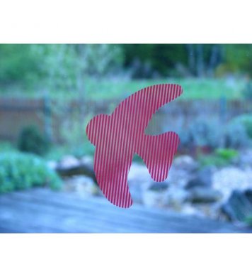 Ptačí siluety na sklo 9ks - červené s průhlednými pruhy