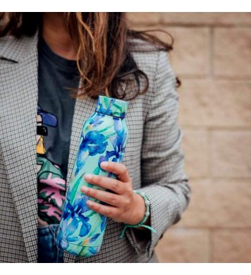 Quokka Nerezová láhev Solid 630ml - Blue Irises 2