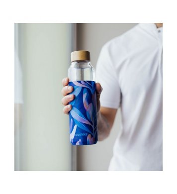 Quokka Skleněná láhev na vodu Flow 660ml - leaves