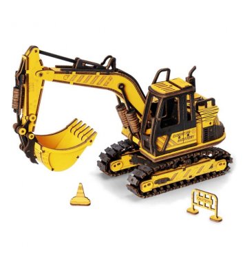 RoboTime Dřevěné 3D puzzle Bagr