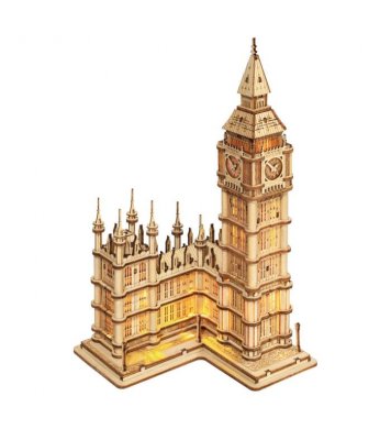 RoboTime Dřevěné 3D puzzle Big Ben svítící