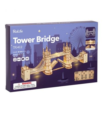 Dřevěné 3D puzzle svítící Tower Bridge
