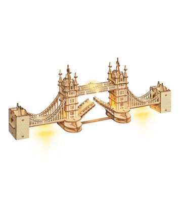 RoboTime Dřevěné 3D puzzle Tower Bridge svítící