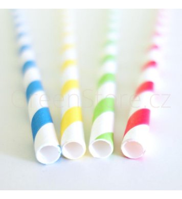 Papírová brčka ⌀6mm x 20cm - mix barev (250ks)
