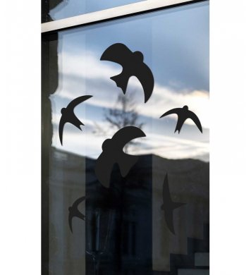 Černé Samolepky na sklo proti ptákům 12ks - siluety ptáků
