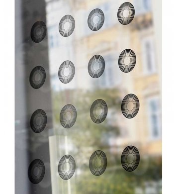 Černé Samolepky na sklo proti ptákům 54ks - kruhy kolečka