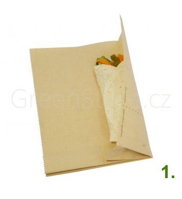 Skládací pečící kraft papír na wrap a tortilu Vegware