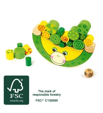 Small Foot Dřevěná motorická hra balancující žába