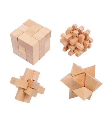 Small Foot Dřevěné hlavolamy set 4 ks