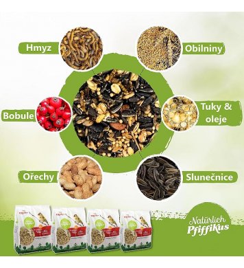 Složení Směs krmení bez slupek Vital-Mix s hmyzem 1kg Pfiffikus