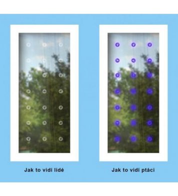 ochrana skel UV Samolepky na sklo proti ptákům 54ks - pták v kolečku