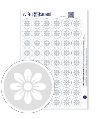 UV Samolepky na sklo proti ptákům 54ks - kytka v kolečku