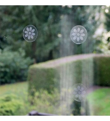 průhlednost na okno UV Samolepky na sklo proti ptákům 54ks - kytka v kolečku